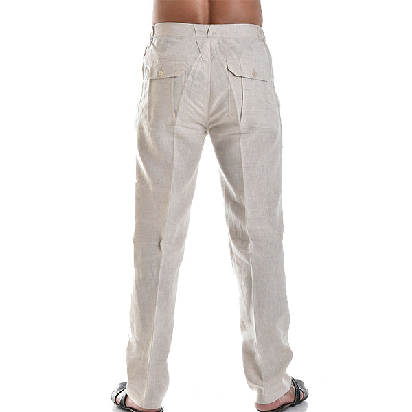 Men's Straight Leg Trousers, Lightweight Pleated Smart Casual Summer Trousers