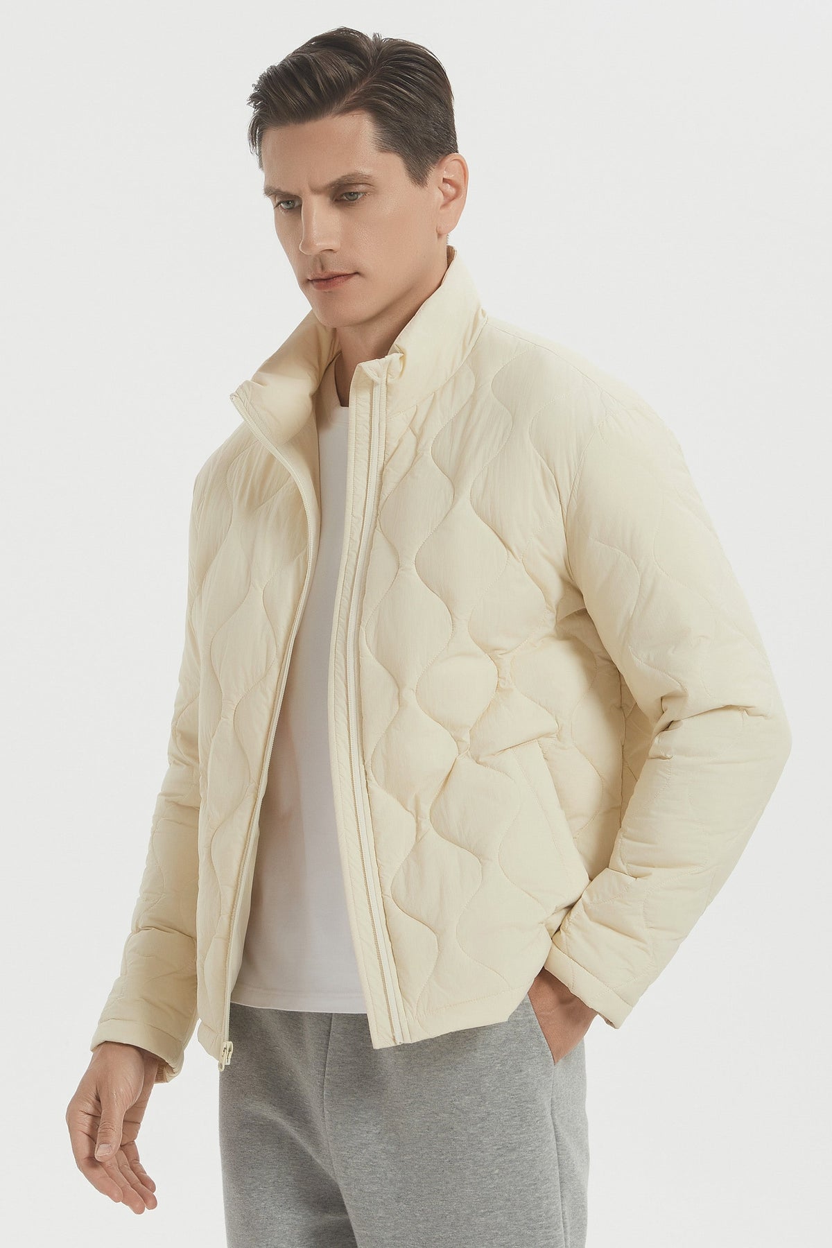 Quilted bomber jacket with full-zip front