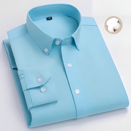 Men's long sleeve checked shirt with button-down collar and buttoned cuffs