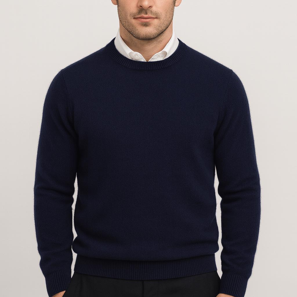 Men's plain crew neck jumper with long sleeves and ribbed trims