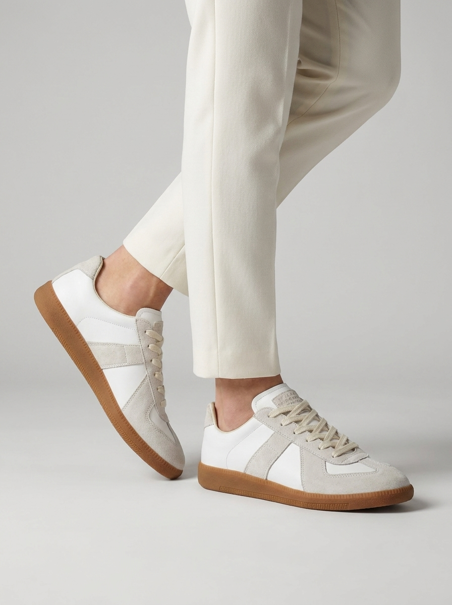 Men's retro panelled lace-up sneakers