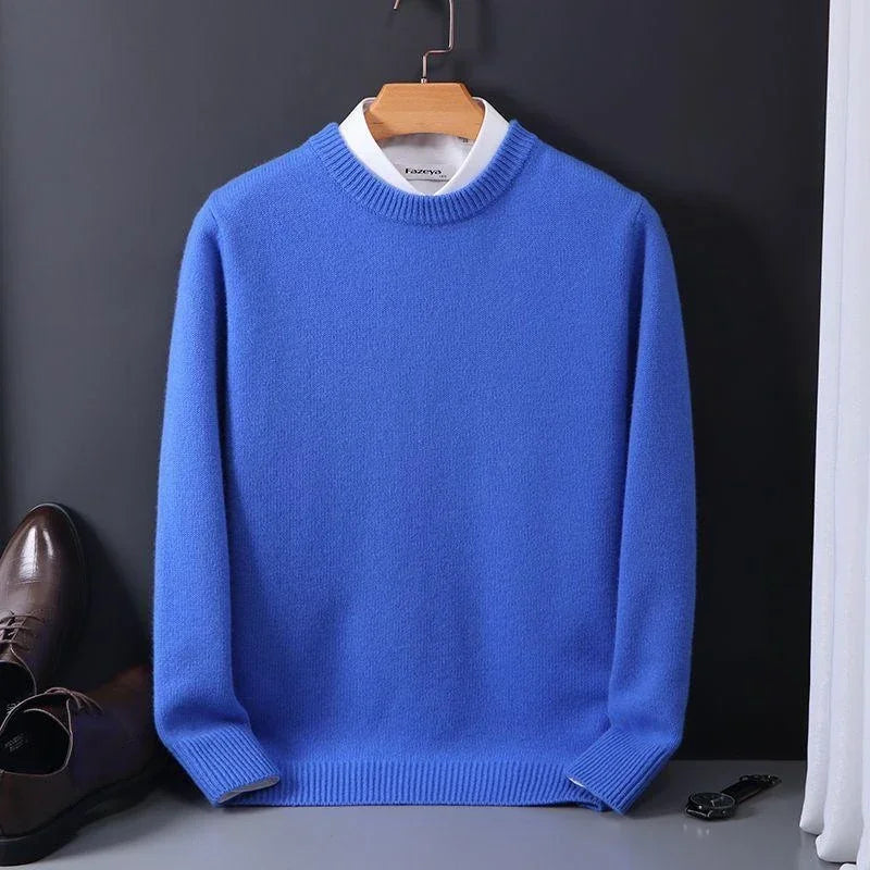 Men's plain crew neck sweater with long sleeves