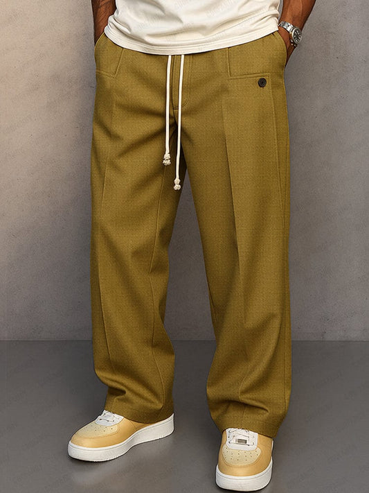 Men's straight fit jogger trousers with drawstring waist and multiple pockets