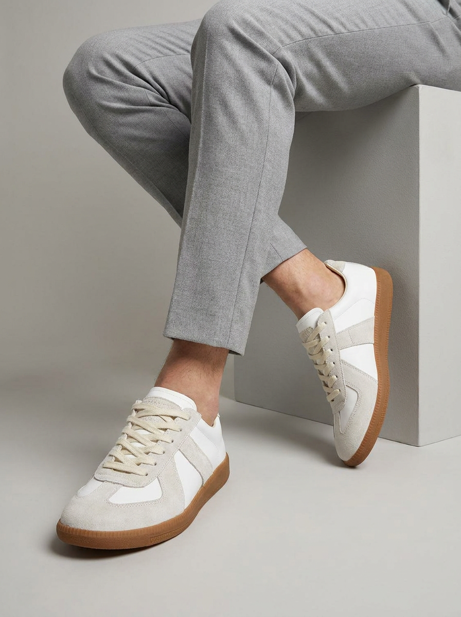 Men's retro panelled lace-up sneakers