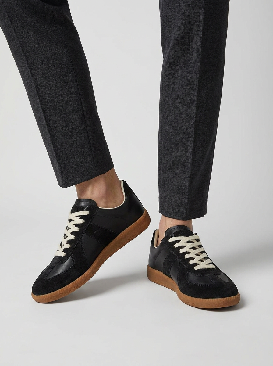 Men's retro panelled lace-up sneakers