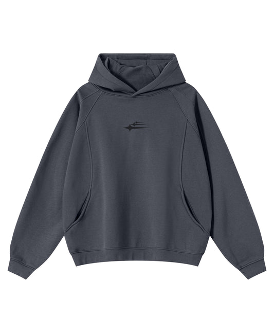 Unisex hooded sweatshirt with visible logo and long sleeves
