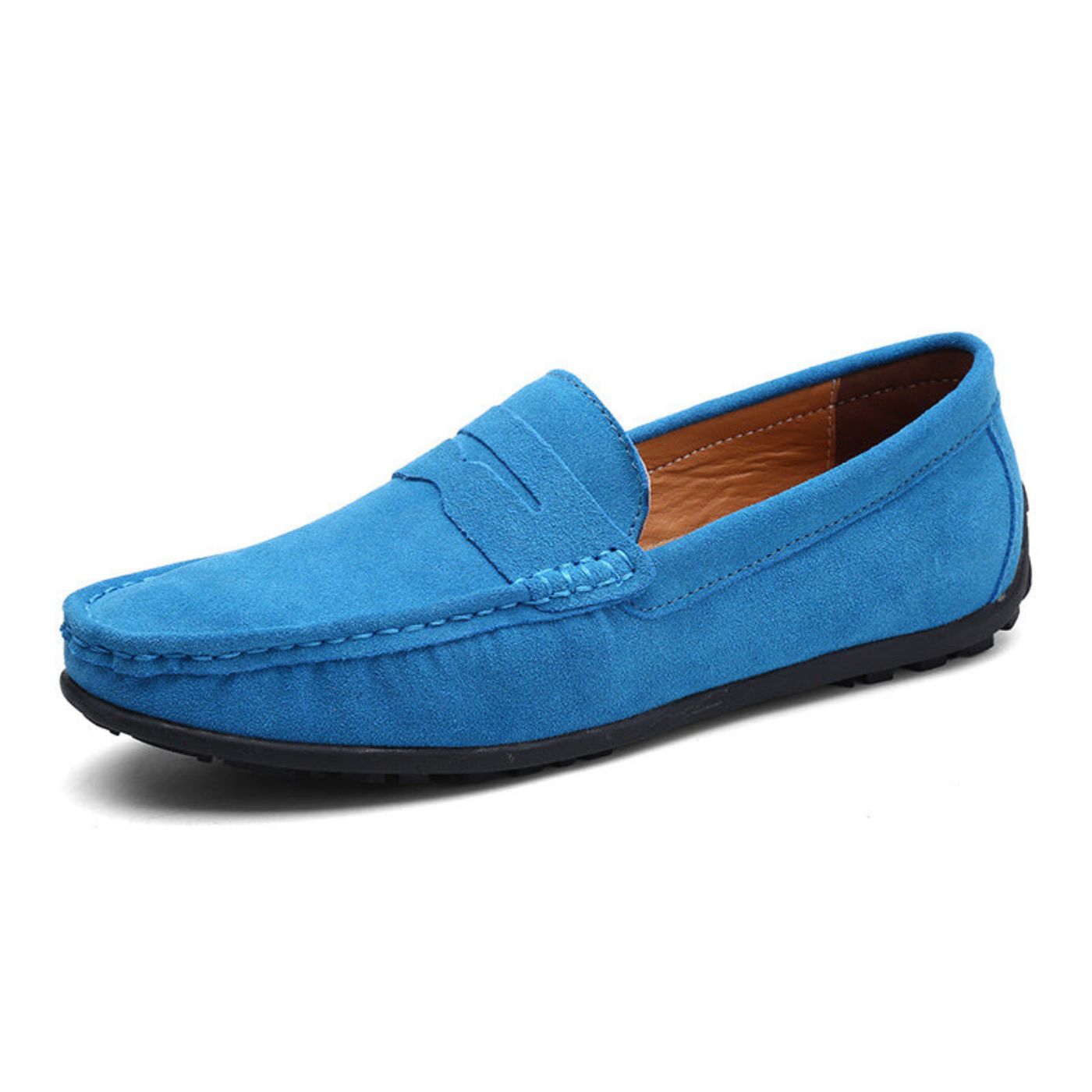 Men's moc toe loafers with penny strap detail