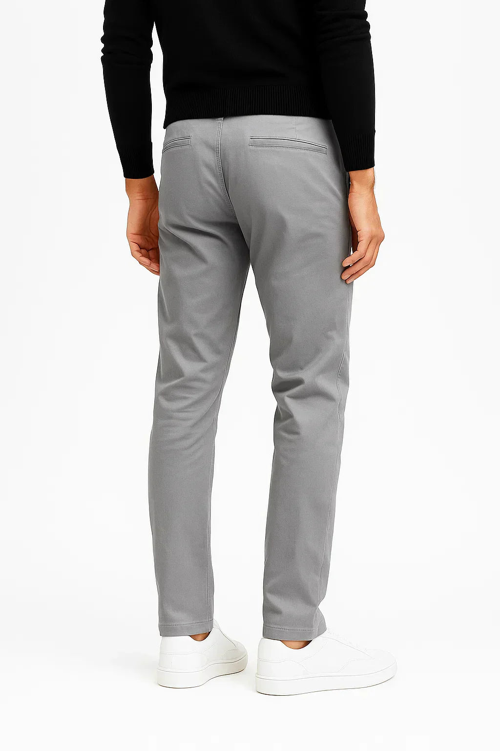 Men's Khaki Cotton Stretch Chinos, Straight Fit