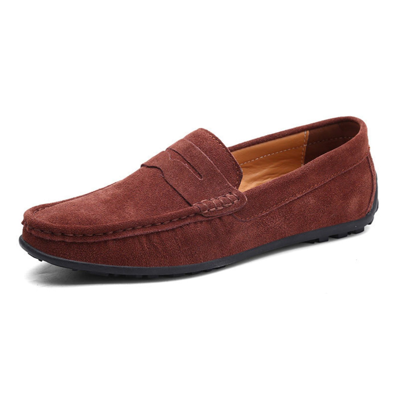 Men's moc toe loafers with penny strap detail
