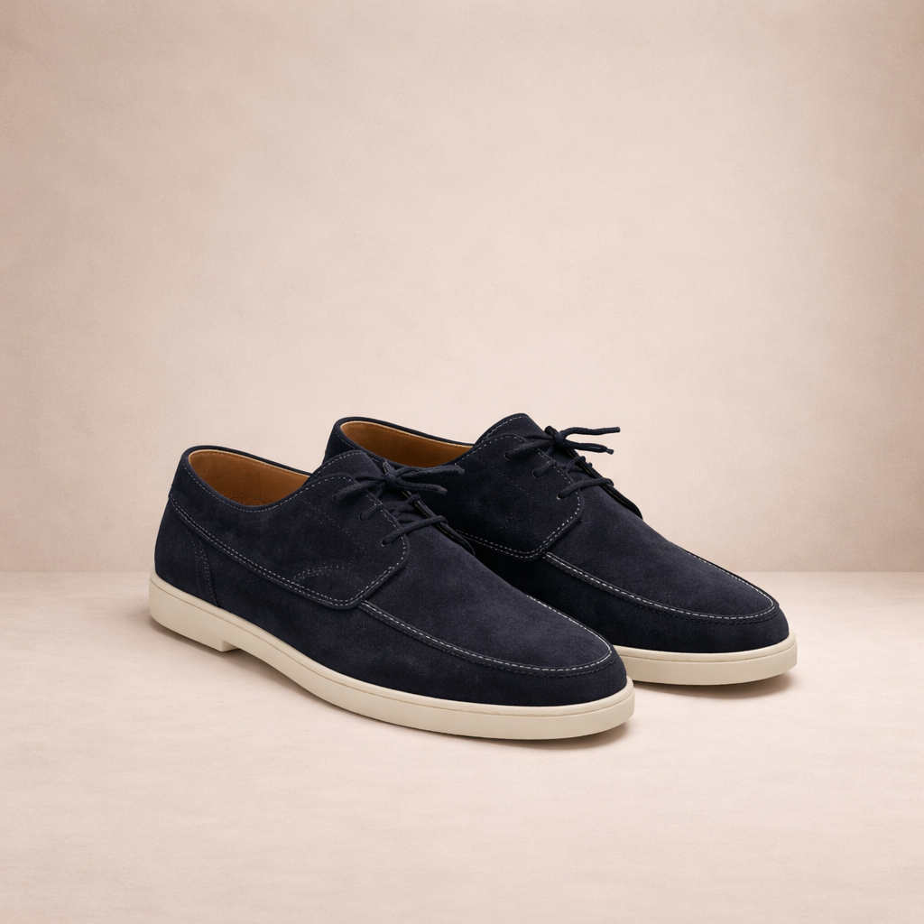 Men's lace-up loafers with moc toe and light sole
