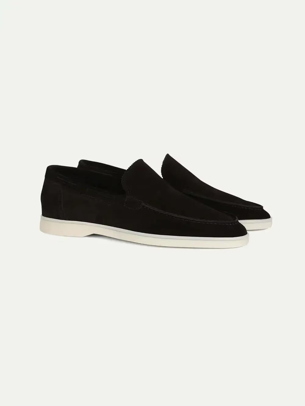 Men's suede-style yacht loafers with light soles