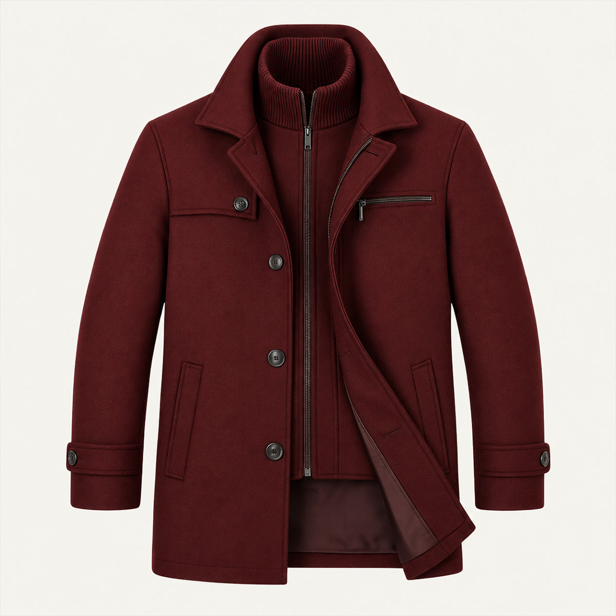 Men's winter coat with adjustable cuffs