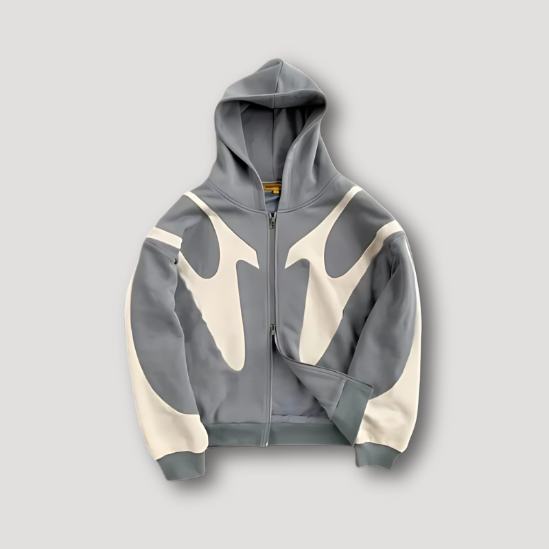 Men's Colour Block Zip Hoodie, Navy, Cream