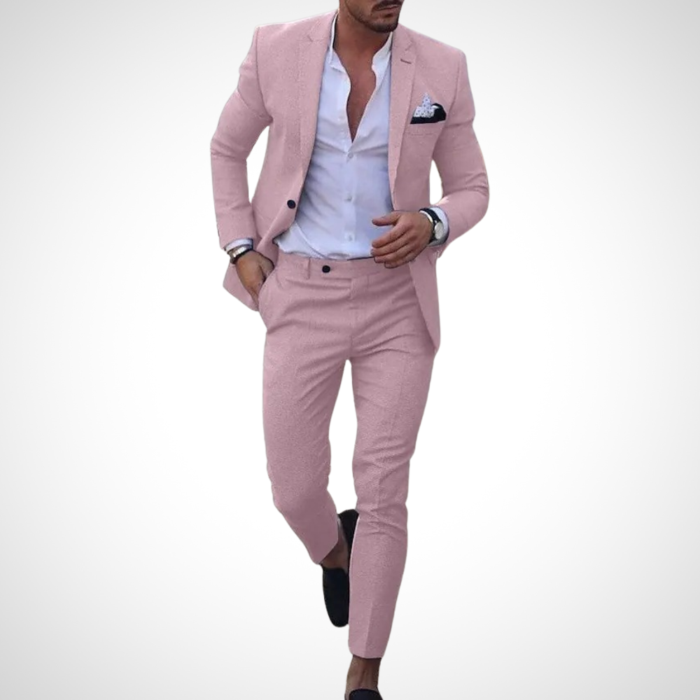 Men's Slim Fit Suit, 2 Piece Tailored Blazer & Trousers for Summer Weddings & Events