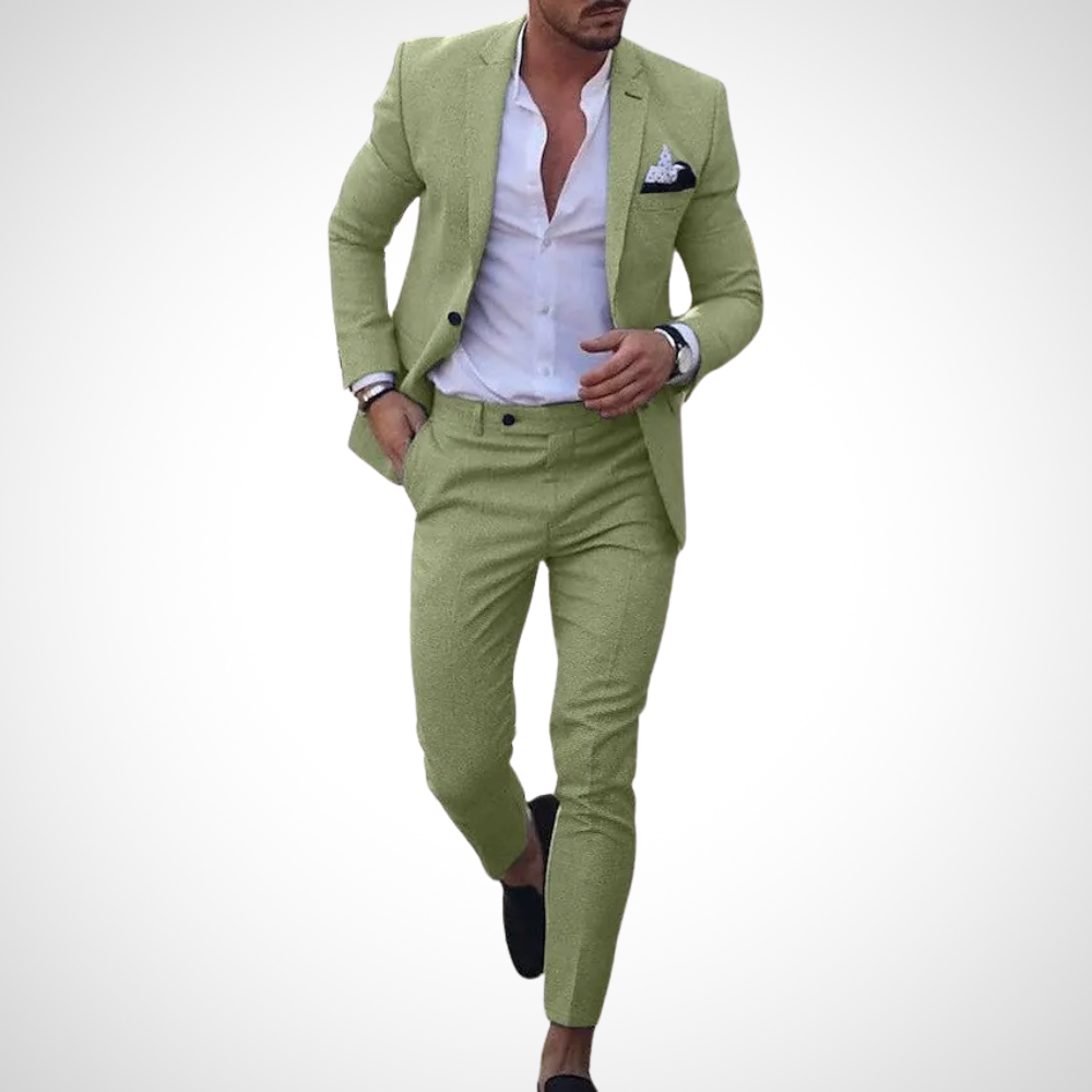 Men's Slim Fit Suit, 2 Piece Tailored Blazer & Trousers for Summer Weddings & Events
