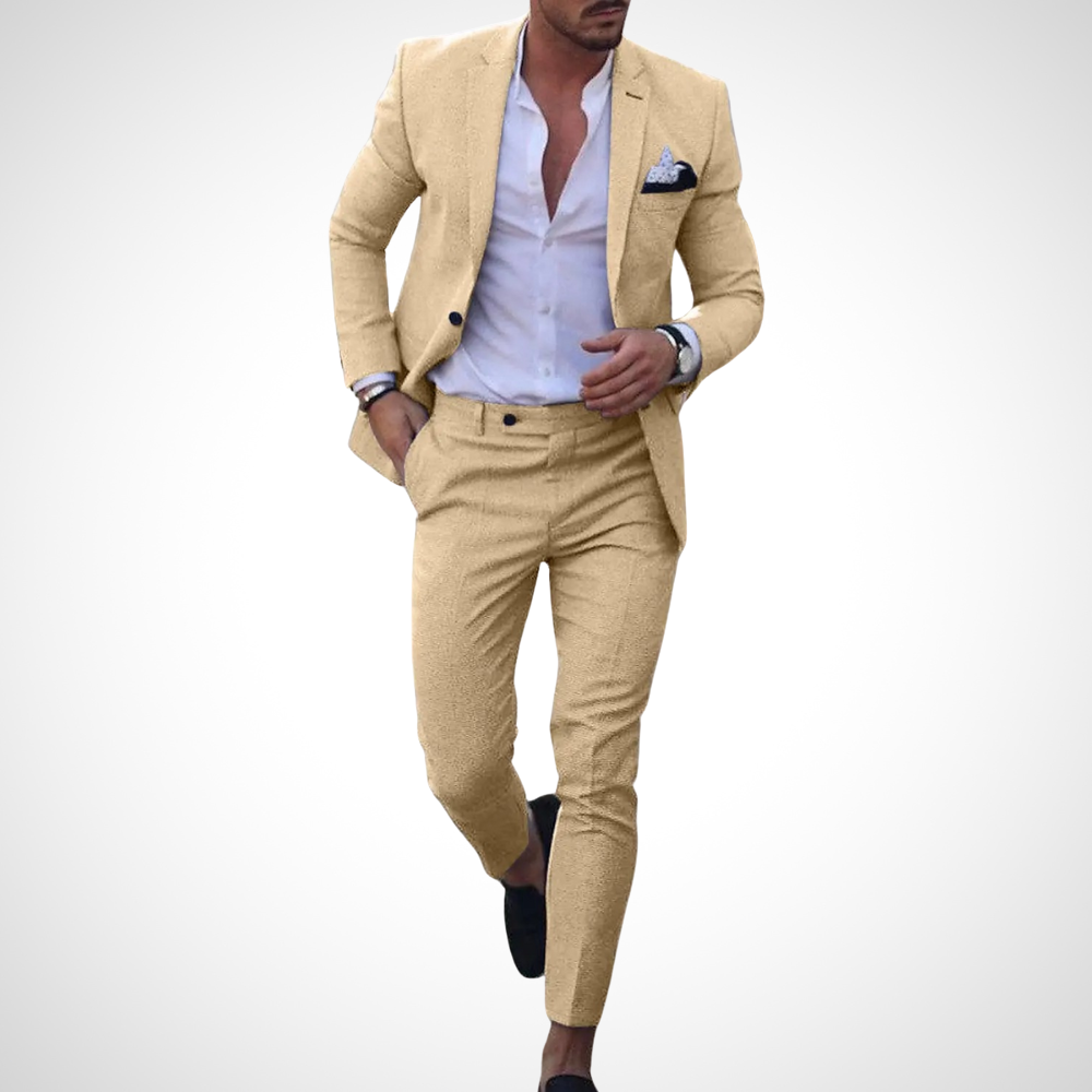 Men's Slim Fit Suit, 2 Piece Tailored Blazer & Trousers for Summer Weddings & Events