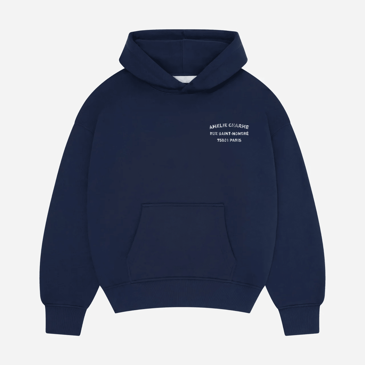 Unisex pullover hoodie with hood, kangaroo pocket and chest text