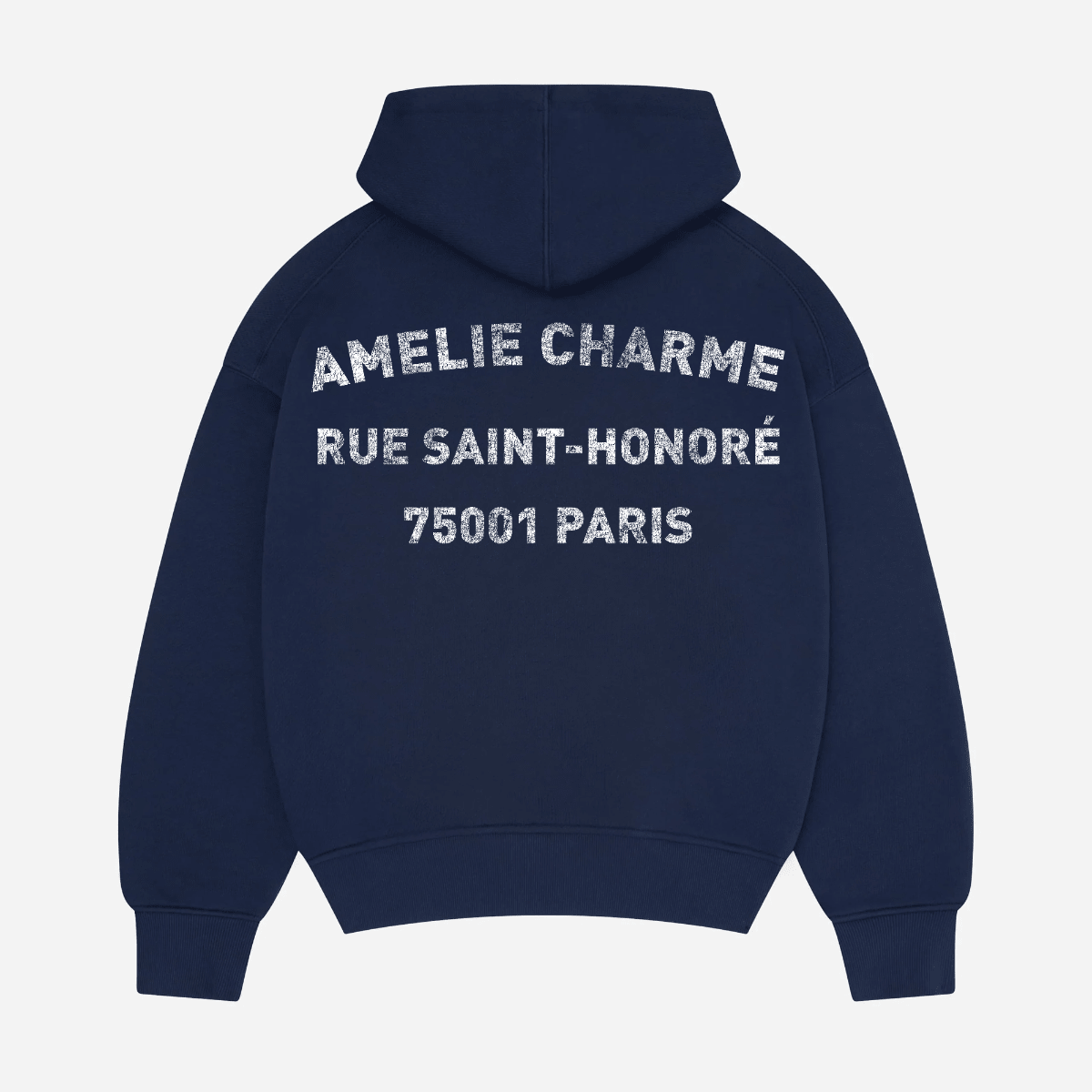 Unisex pullover hoodie with hood, kangaroo pocket and chest text
