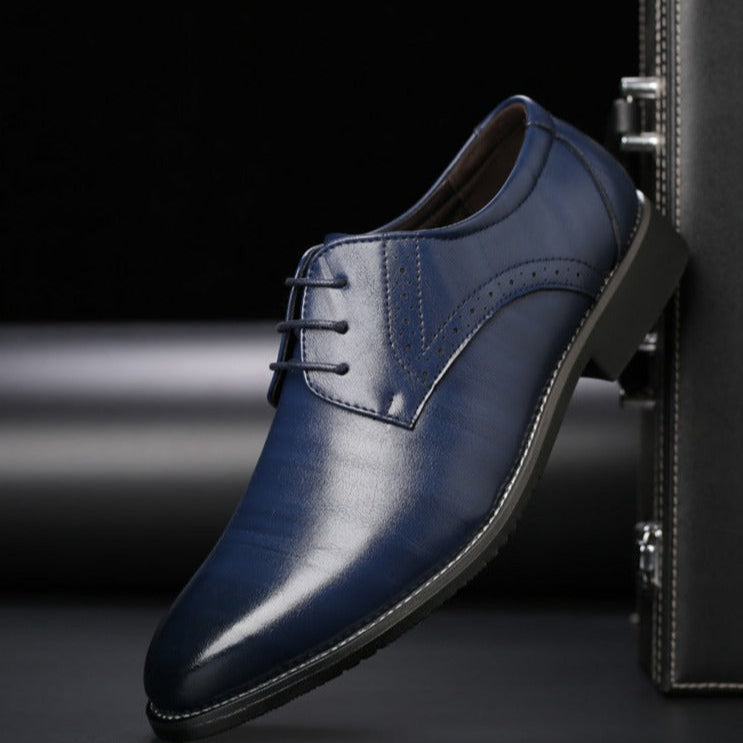 Men's pointed-toe lace-up Oxford dress shoes