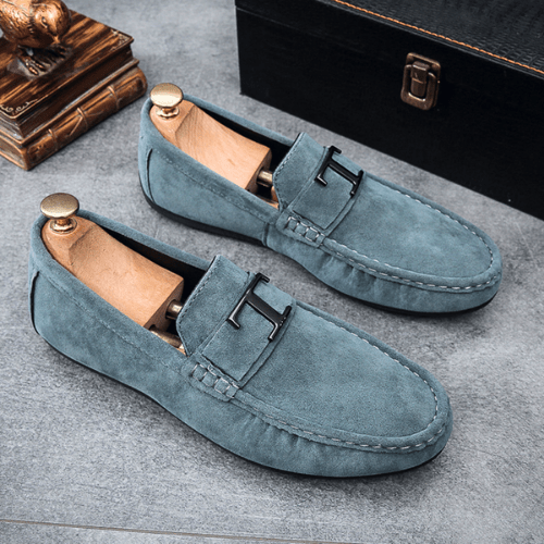 Men's loafers with H buckle detail and moccasin stitching