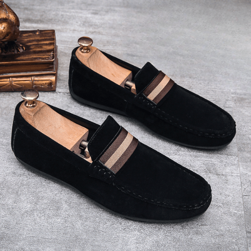 Men's loafers with H buckle detail and moccasin stitching