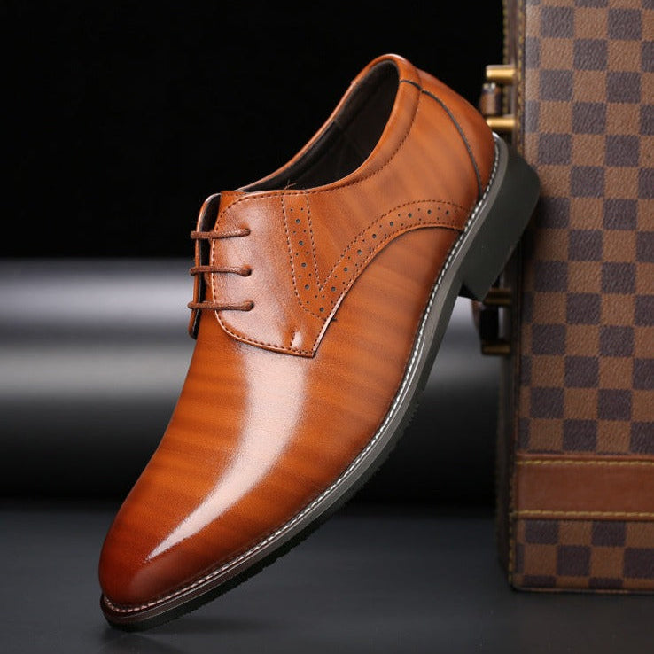 Men's pointed-toe lace-up Oxford dress shoes