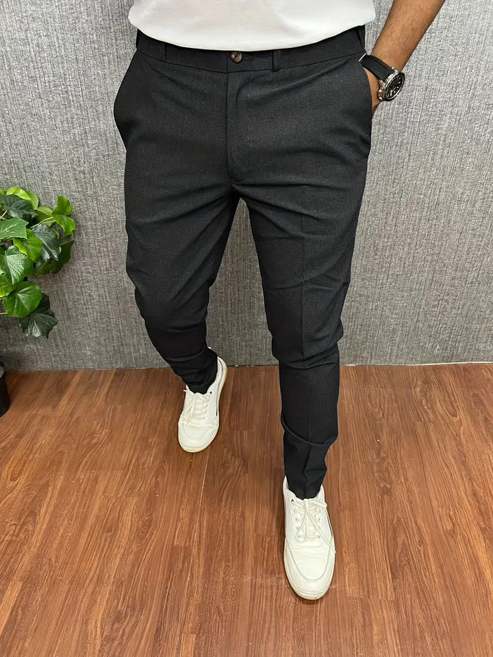 Men's slim tapered trousers with button waist