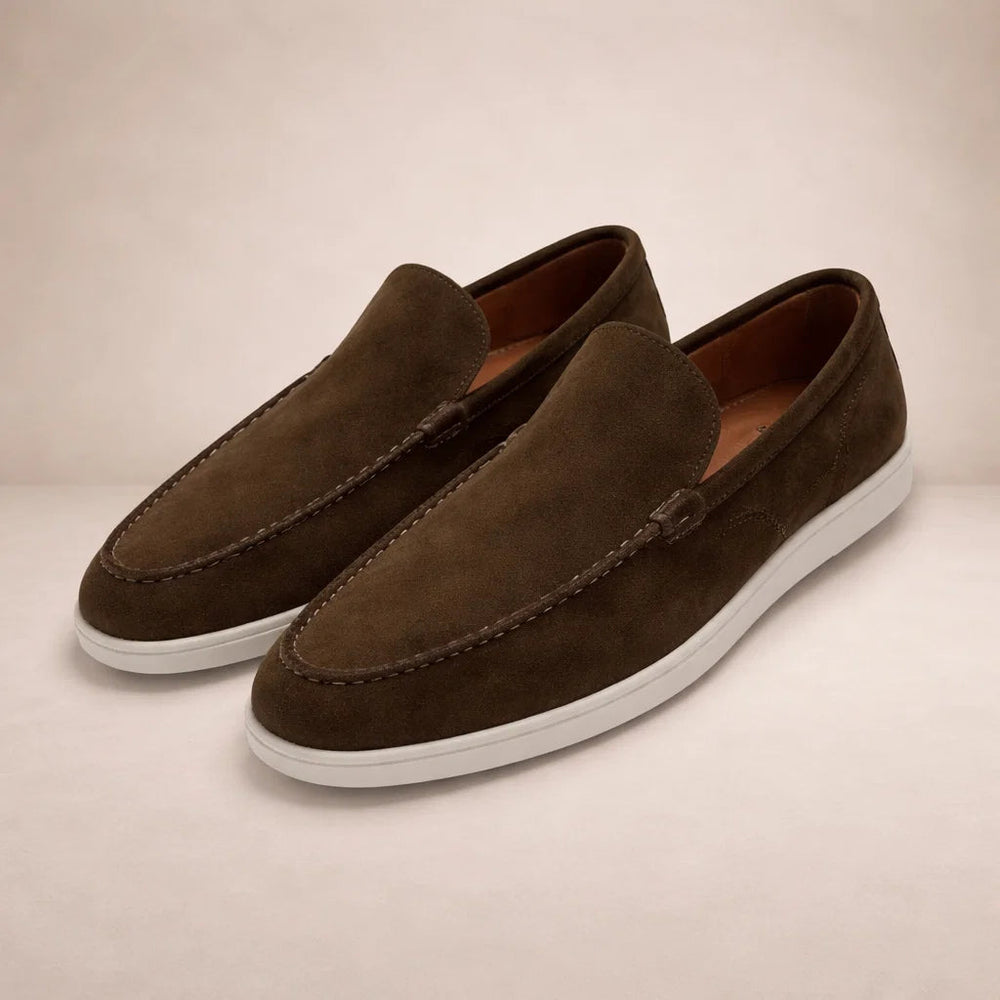 Men's Suede Loafers, Plain Apron Front, Slip On Cupsole