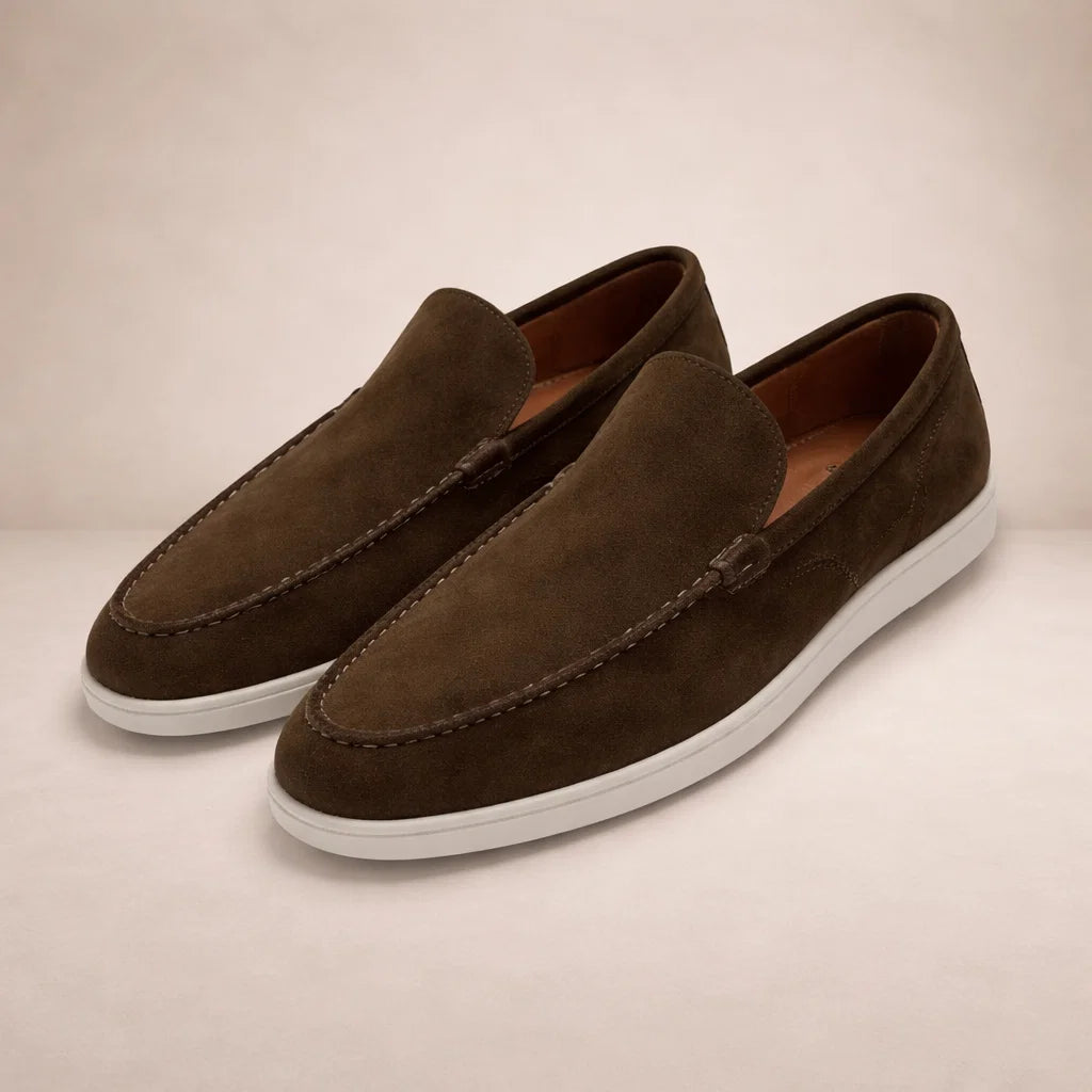 Men's Suede Loafers, Plain Apron Front, Slip On Cupsole