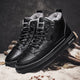 Men's lace-up ankle boots with faux-fur lining, side zip and flat soles