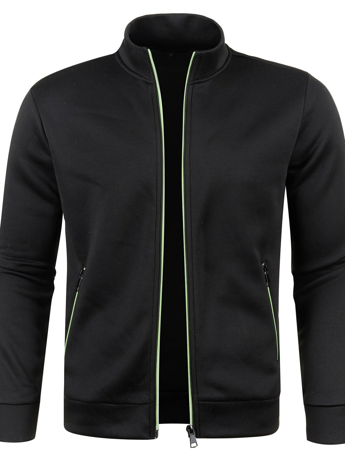 Men's plain zip-up cardigan