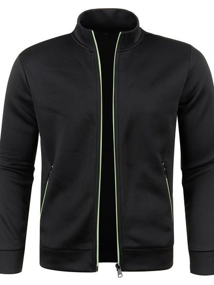 Men's plain zip-up cardigan