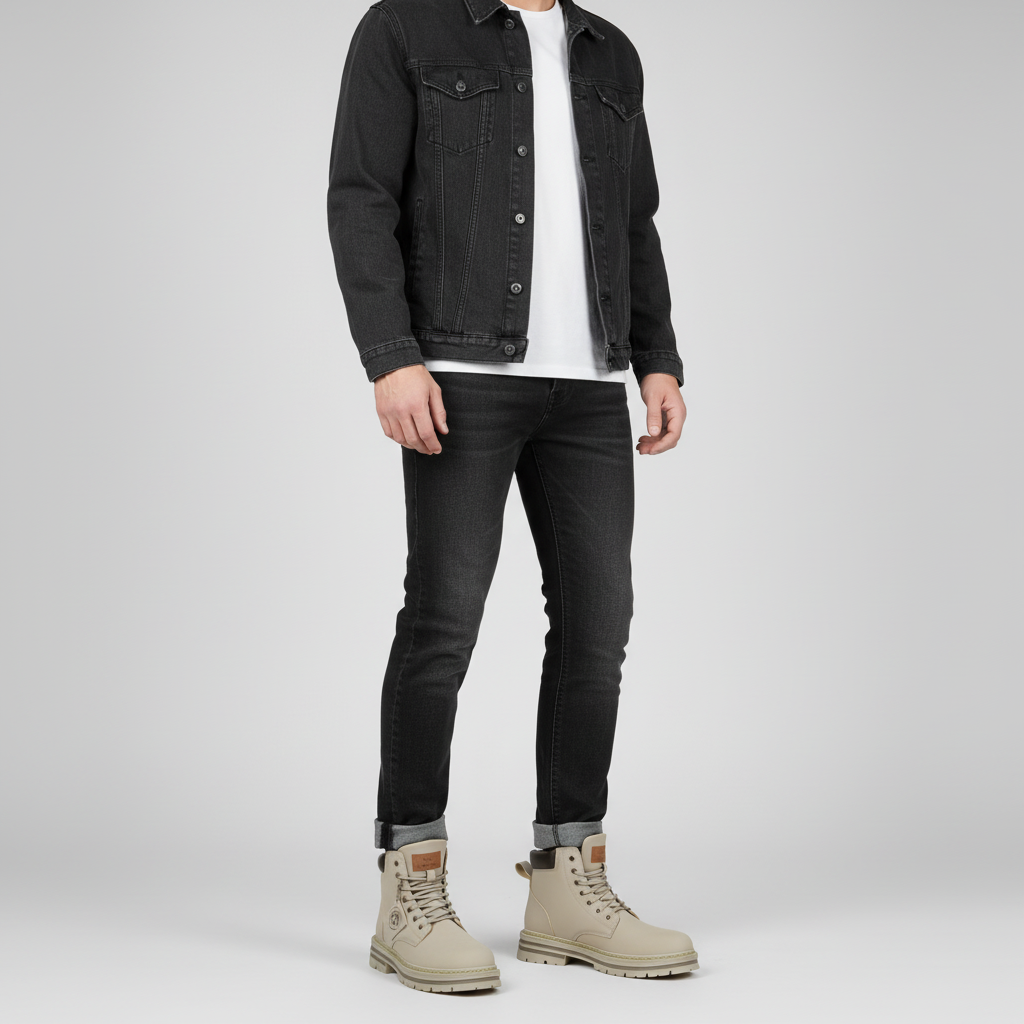 Men's lace-up ankle boots with round toes, padded collars and lugged soles