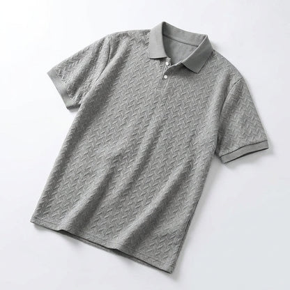 Men's cable knit polo shirt with textured knit finish