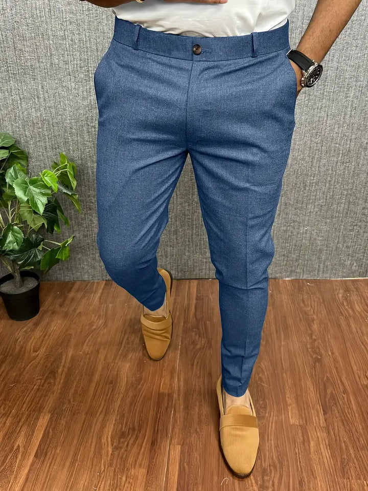 Men's slim tapered trousers with button waist