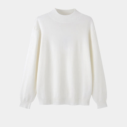 Men's plain ribbed mock neck sweater with long sleeves and ribbed trims