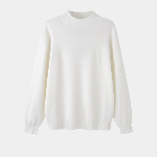 Men's plain ribbed mock neck sweater with long sleeves and ribbed trims