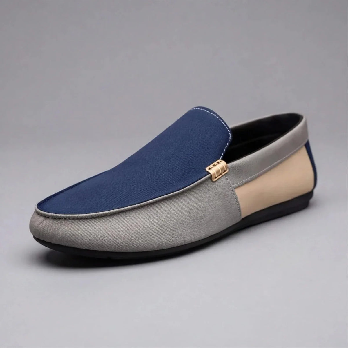 Colour block canvas loafers with rounded toes and flat soles