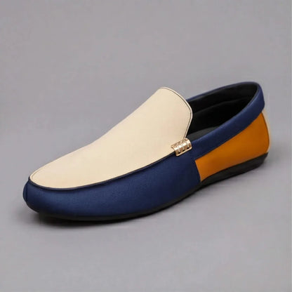 Colour block canvas loafers with rounded toes and flat soles