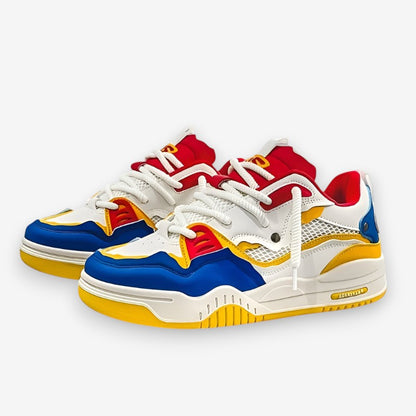 Men's lace-up trainers with chunky soles and geometric panel design