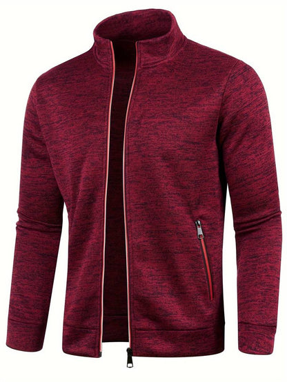 Men's plain zip-up cardigan