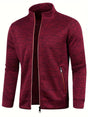 Men's plain zip-up cardigan