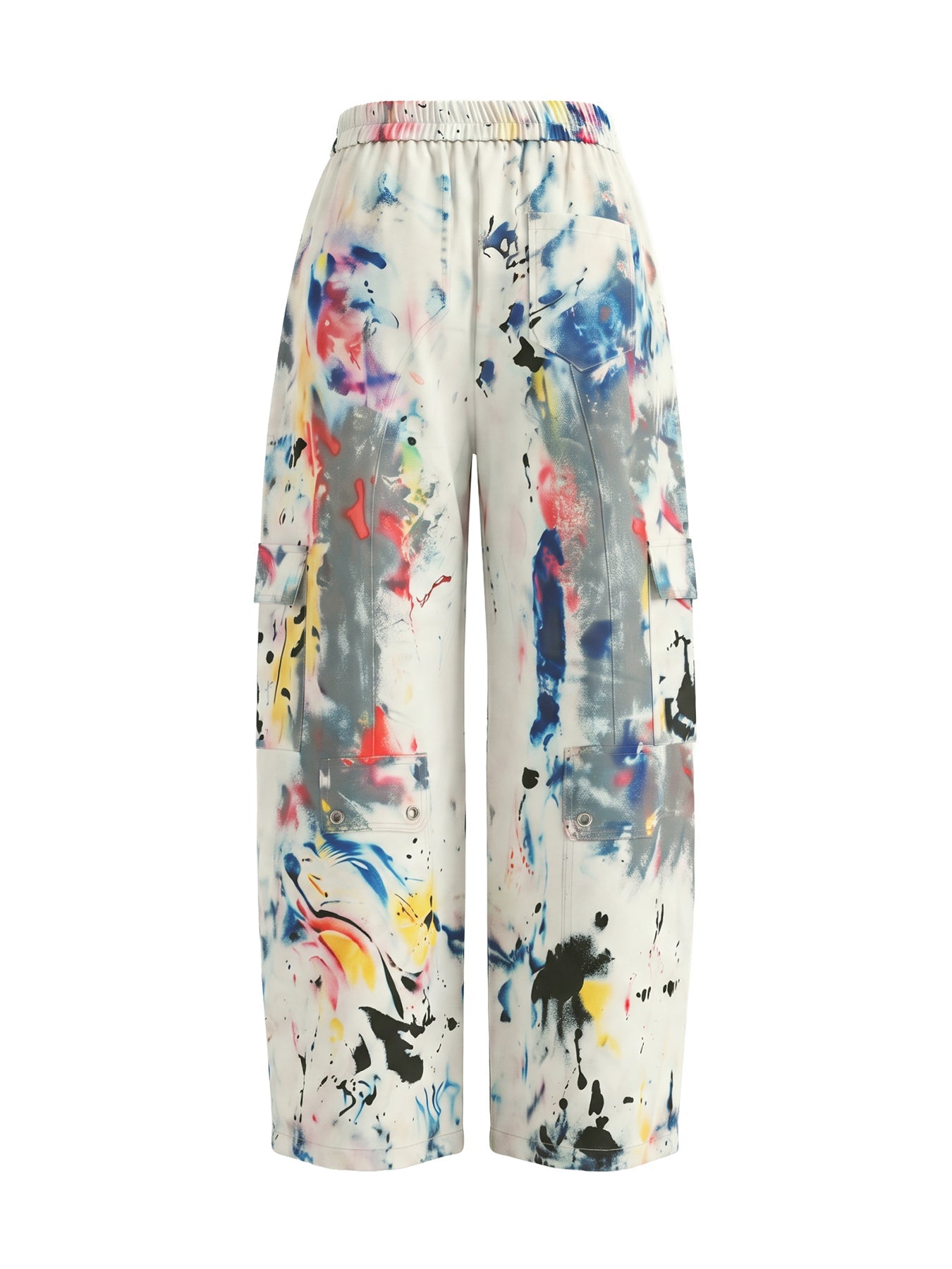 Women's high waisted wide leg jean with graffiti print in light grey