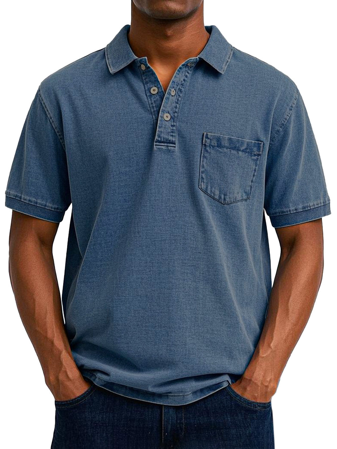 Men's Vintage Casual Polo Shirt, Short Sleeve Retro Cotton Polo for Everyday Wear