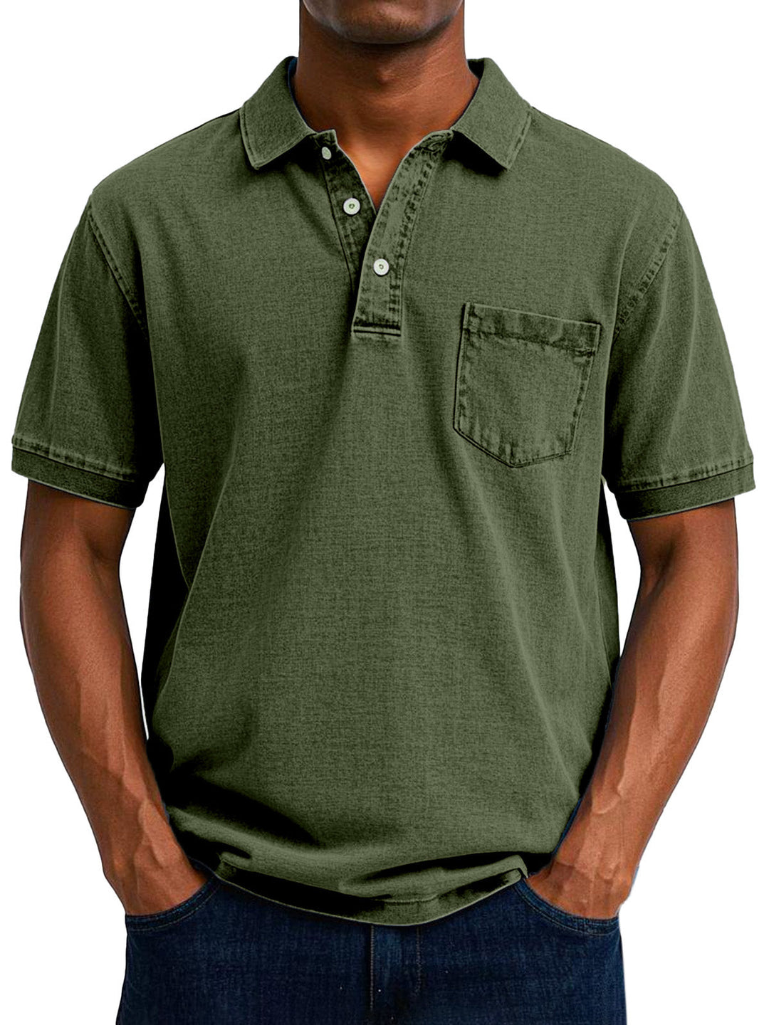 Men's Vintage Casual Polo Shirt, Short Sleeve Retro Cotton Polo for Everyday Wear