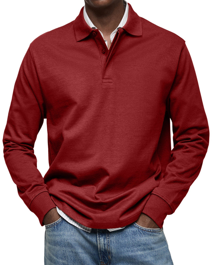 Men's Long Sleeve Polo Shirt, Casual Slim Fit Collared Polo for Everyday Wear