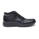 Black men's lace-up ankle boots with round toes and flat soles