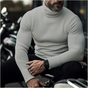 Men's ribbed turtleneck slim fit sweater