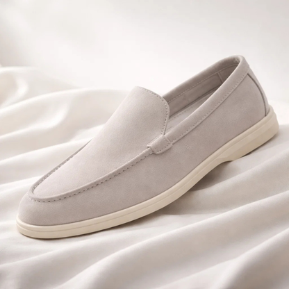 Men's slip-on moccasin loafer with stitched moc toe and low-profile sole