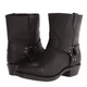 Men's cowboy boots with harness straps, metal studs and low block heels
